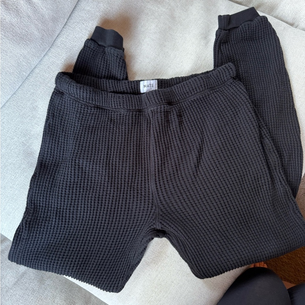 MATE the Label Black Waffle Knit Track Joggers